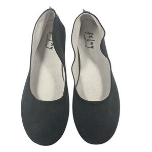 French Sole FS/NY Size 12 Women's Sloop Ballet Flat, Classic Black Suede NNT